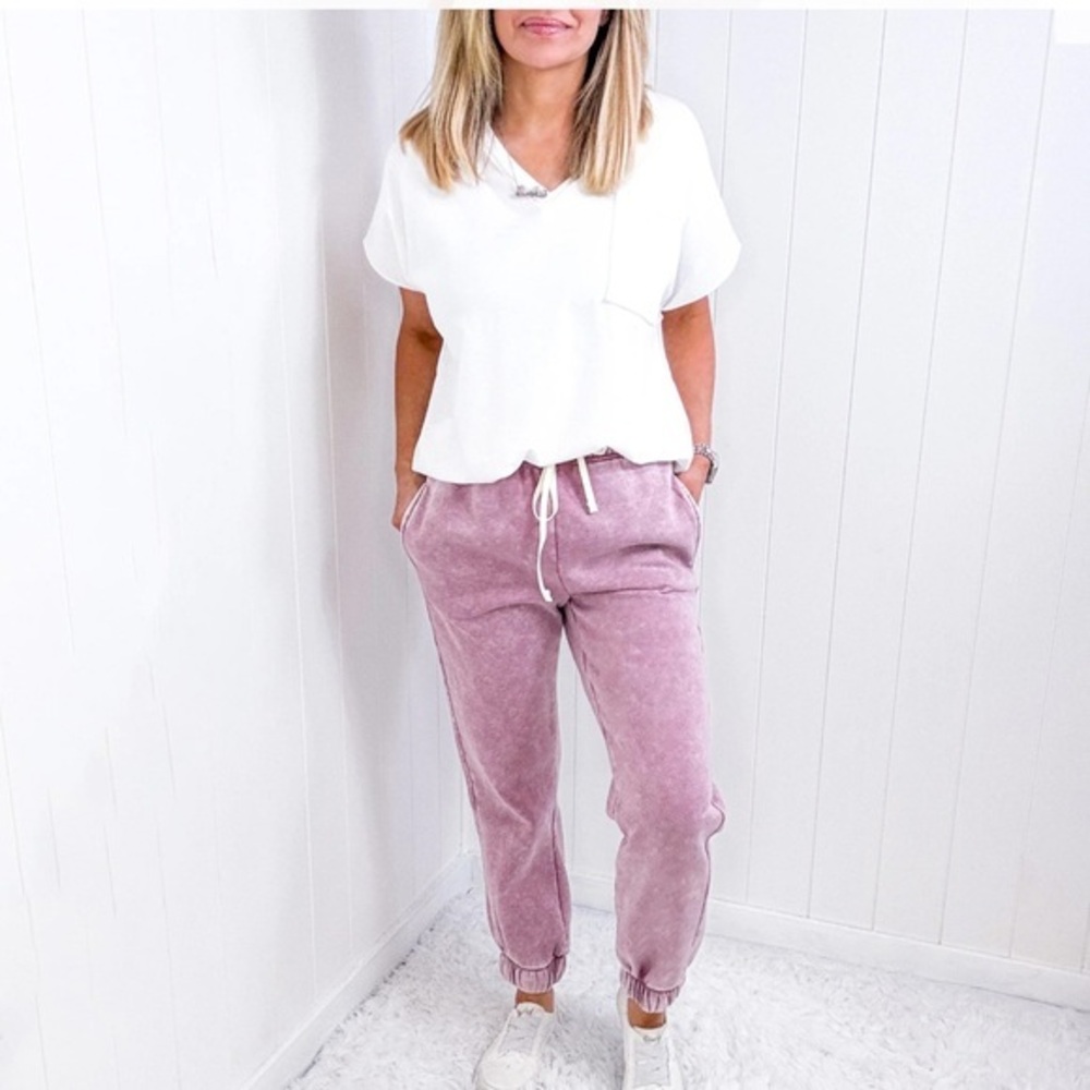 Reflex sz L blush pink Ultra Soft cinch waist w elastic ankle jogger sweatpants